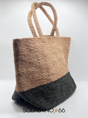 BORSA RAFIA ECRÙ/VERDE SCURO - immagine 2