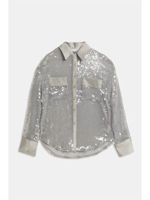 WEILI ZHENG CAMICIA IN PAILLETTES SILVER - immagine 4