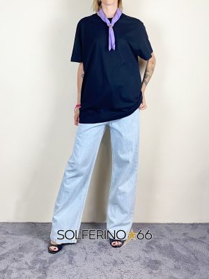 KONTATTO T-SHIRT OVER BANDANA NERO/LILLA