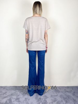 KONTATTO T-SHIRT SCOLLO V LUREX NUDE - immagine 2