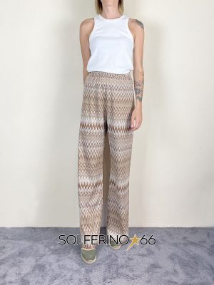 HAVEONE PANTALONE ZAMPA FANTASIA ZIG ZAG SABBIA