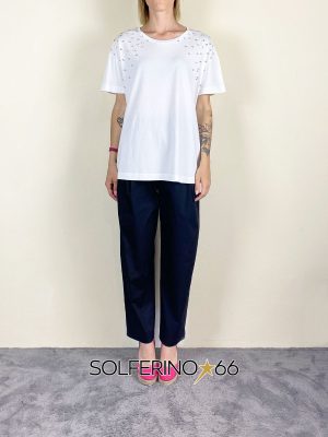 SOUVENIR PRIVèE T-SHIRT OVER CRISTALLI BIANCO - immagine 2