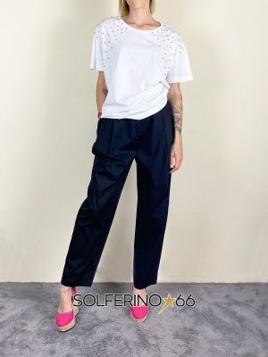 SOUVENIR PRIVèE T-SHIRT OVER CRISTALLI BIANCO