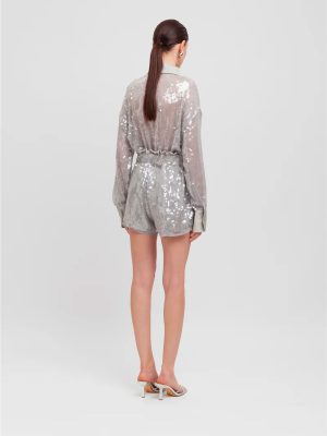 WEILI ZHENG CAMICIA IN PAILLETTES SILVER - immagine 3