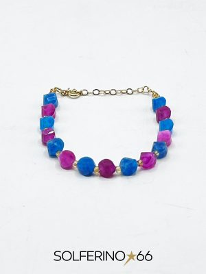 BRACCIALE DORATO PIETRE DISUGUALI BLU/LILLA