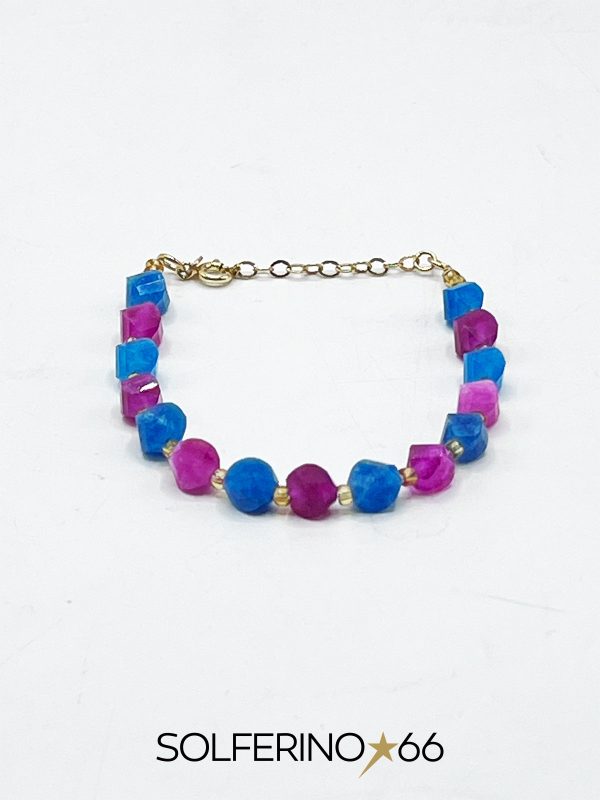 BRACCIALE DORATO PIETRE DISUGUALI BLU/LILLA