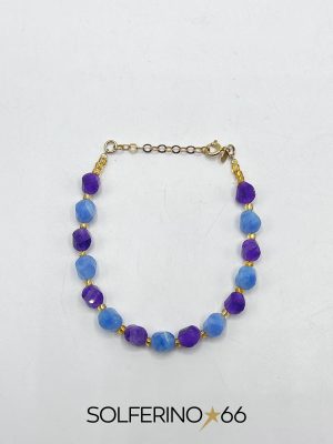 BRACCIALE DORATO PIETRE DISUGUALI AZZURRO/VIOLA - immagine 2