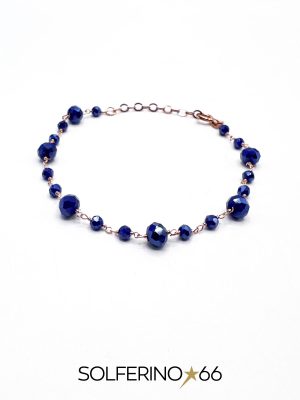 BRACCIALE DORATO ROSARIO BLU