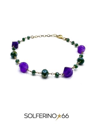 BRACCIALE DORATO ROSARIO VERDE/VIOLA