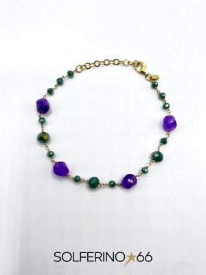 BRACCIALE DORATO ROSARIO VERDE/VIOLA - immagine 2