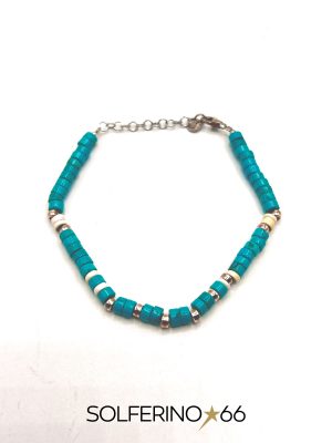 BRACCIALE ARGENTO RONDELLE AZZURRE