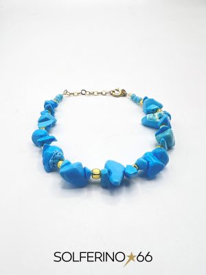 BRACCIALE DORATO PEPITE IRREGOLARI AZZURRE
