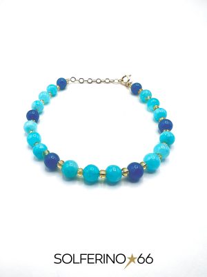 BRACCIALE DORATO SFERE AZZURRE E BLU