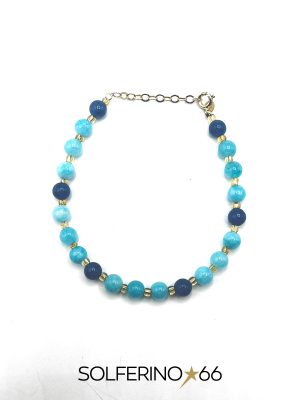 BRACCIALE DORATO SFERE AZZURRE E BLU - immagine 2