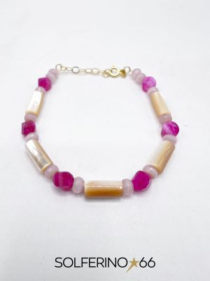 BRACCIALE DORATO PIETRE AVORIO/ROSA - immagine 2