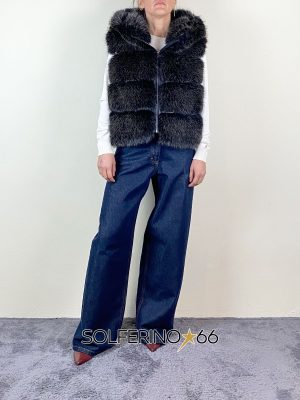 UNCOMMON GILET PELLICCIA ECO CAPPUCCIO DARK BROWN