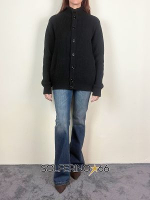 WOOL & CO CARDIGAN LANA NIDO D'APE NERO