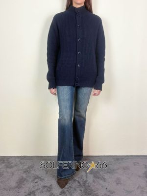 WOOL & CO CARDIGAN LANA NIDO D'APE BLU NAVY