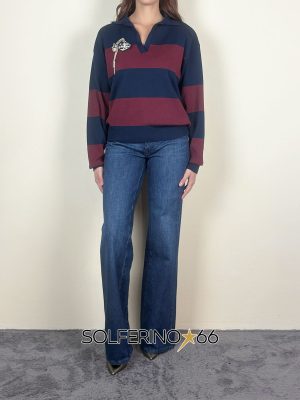 KONTATTO POLO RIGHE SPILLA BLU/BORDEAUX