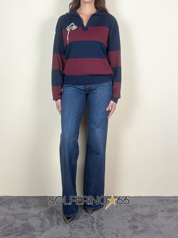 KONTATTO POLO RIGHE SPILLA BLU/BORDEAUX