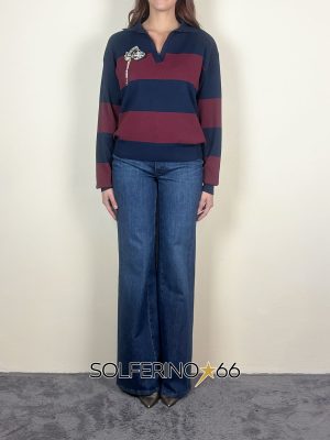 KONTATTO POLO RIGHE SPILLA BLU/BORDEAUX - immagine 2