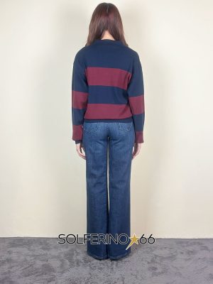 KONTATTO POLO RIGHE SPILLA BLU/BORDEAUX - immagine 3