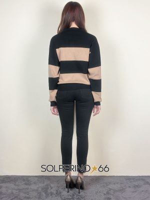 KONTATTO POLO RIGHE SPILLA NERO/BISCOTTO - immagine 3