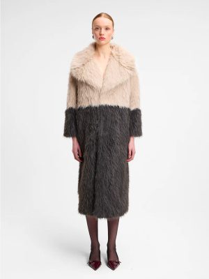 WEILI ZHENG ECOPELLICCIA LUNGA BICOLORE GREY