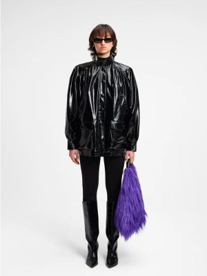 WEILI ZHENG GIACCA LAVORATA IN VINILE BLACK