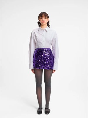 WEILI ZHENG MINIGONNA IN PAILLETTES VIOLET