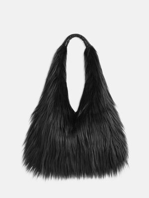 WEILI ZHENG MAXI SHOULDER BAG IN ECO MONGOLIA BLACK