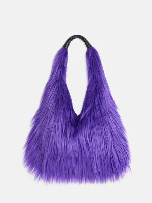 WEILI ZHENG MAXI SHOULDER BAG IN ECO MONGOLIA VIOLET