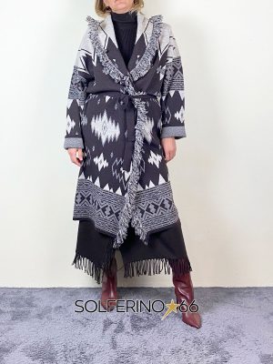 KONTATTO CAPPOTTO JACQUARD MORO/TORTORA/ECRU'