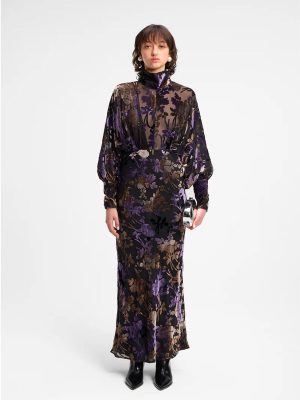 WEILI ZHENG ABITO LUNGO IN DEVORE' FLOWERS