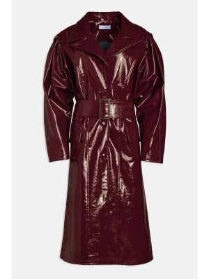 WEILI ZHENG TRENCH LUNGO IN VINILE BURGUNDY